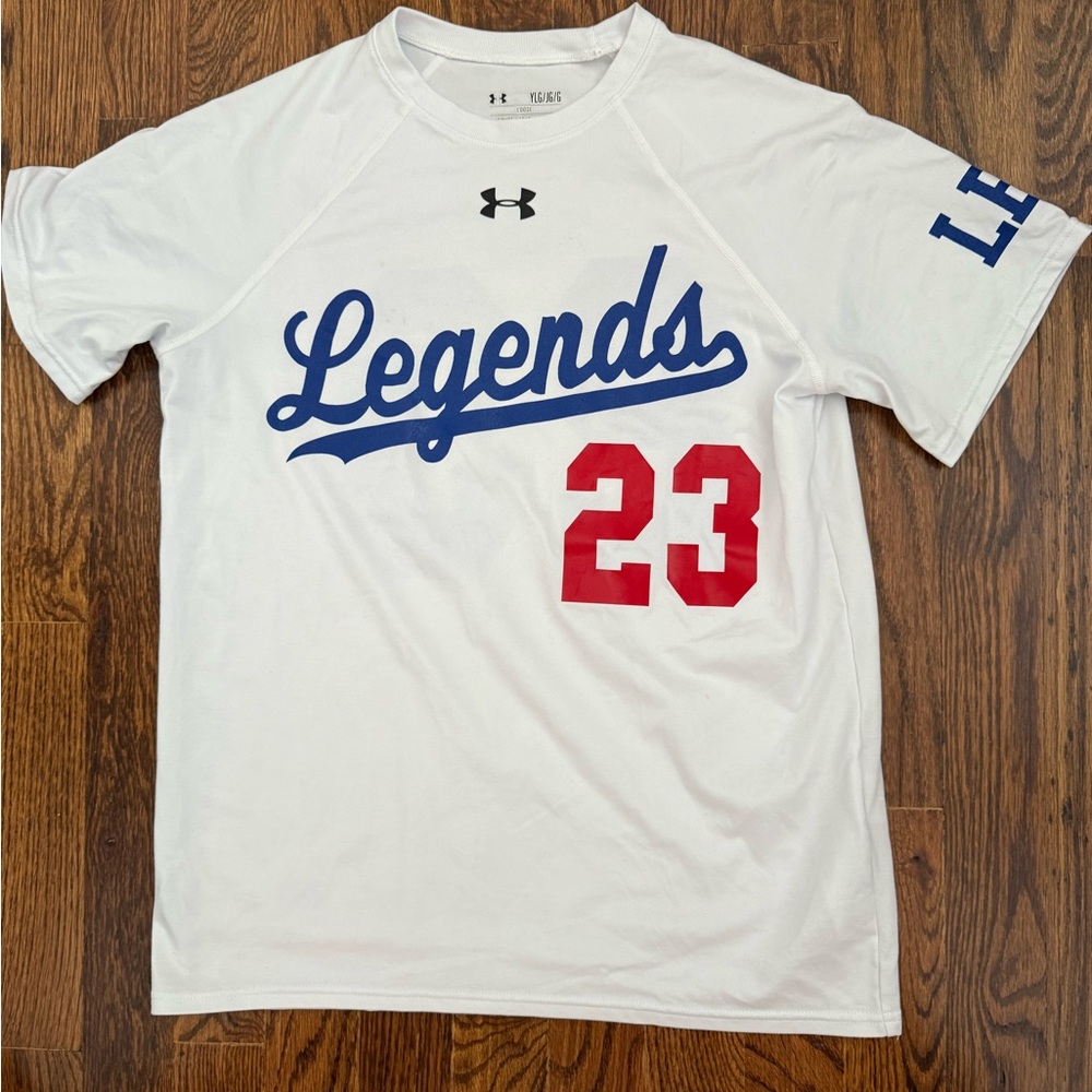 Under Armour White Legends Jersey with Blue and Red Accents